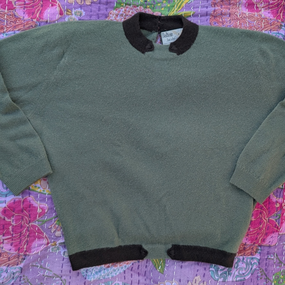 L.L. Bean Men's Olive Sweater with Charcoal Details